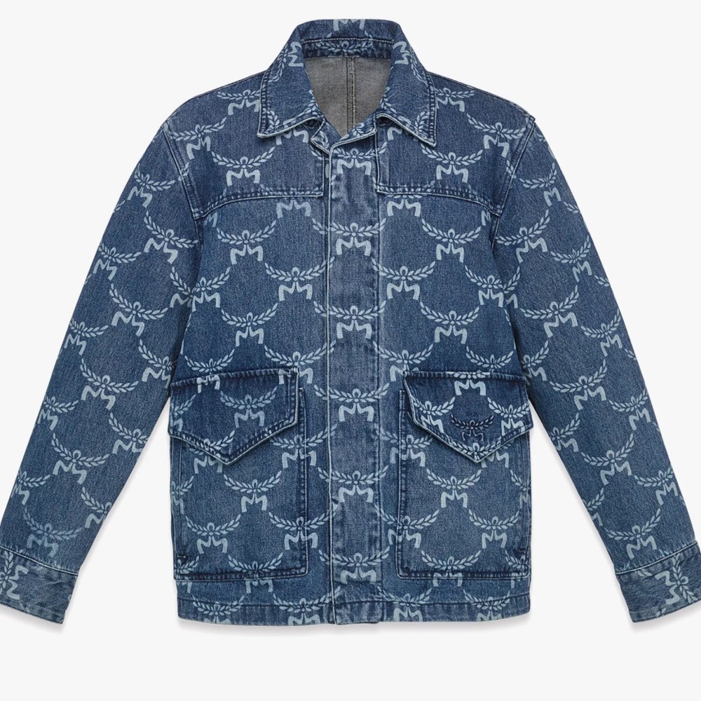 MCM Blue Lightweight Geometric Pattern Jacket